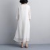 Fine natural dress  plus size Ethnic Women Embroidery Three Quarter Sleeve White Dress