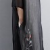 plus size sundress fashion Ethnic casual Embroidery Three Quarter Sleeve Black women Dress