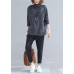 spring gray striped knit blouse high neck trendy plus size spring knitwear