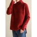 Comfy spring red knit tops fall fashion high neck knit blouse