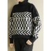 Vintage high neck black knit tops plus size clothing wild sweater tops