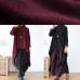 spring high neck red knit sweat tops plus size clothing asymmetric hem knit blouse