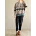 Pullover o neck khaki Geometry knitwear casual wild knit top silhouette