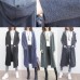 New blue wool overcoat plus size clothing big pockets trench coat hooded outwear