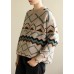 Pullover o neck khaki Geometry knitwear casual wild knit top silhouette