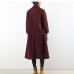 Burgundy woolen coats 2021 winter trench coats plus size cardigans