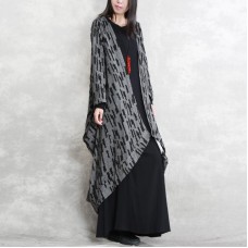 2019 dark gray Coats oversized asymmetric Winter coat Fashion long sleeve patchwork long coats