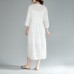 baggy cotton sundress plus size Two Pieces Set V Neck Three Quarter Sleeve White Dress